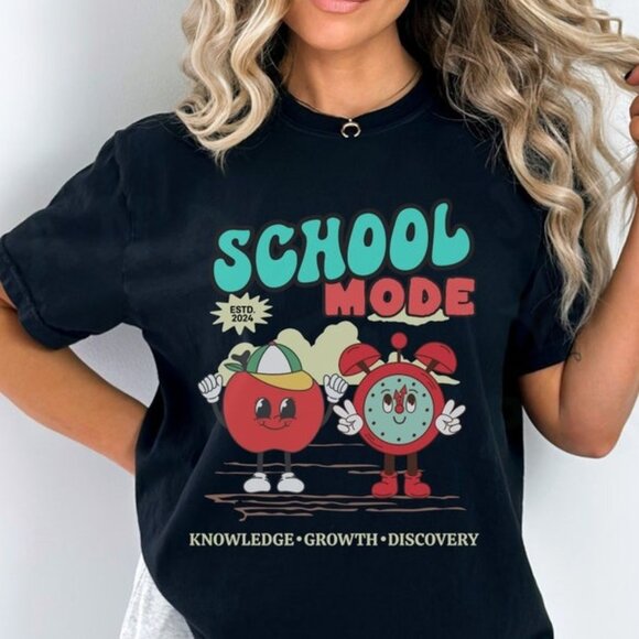 Tops - Back To School T-shirt Teacher Retro Vintage Cartoon Character Tee School Days